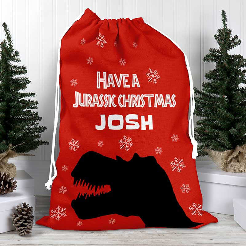 Have a Jurassic Christmas Personalised Santa Sack